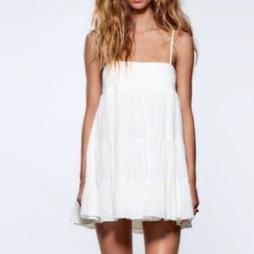 Zara Smocked Muslin Mini Dress